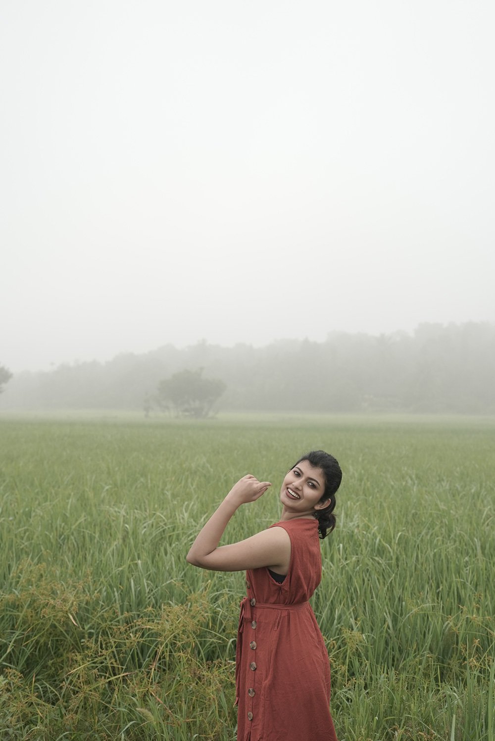 Traditional Kerala paddy fields near luxury resort in Wayanad